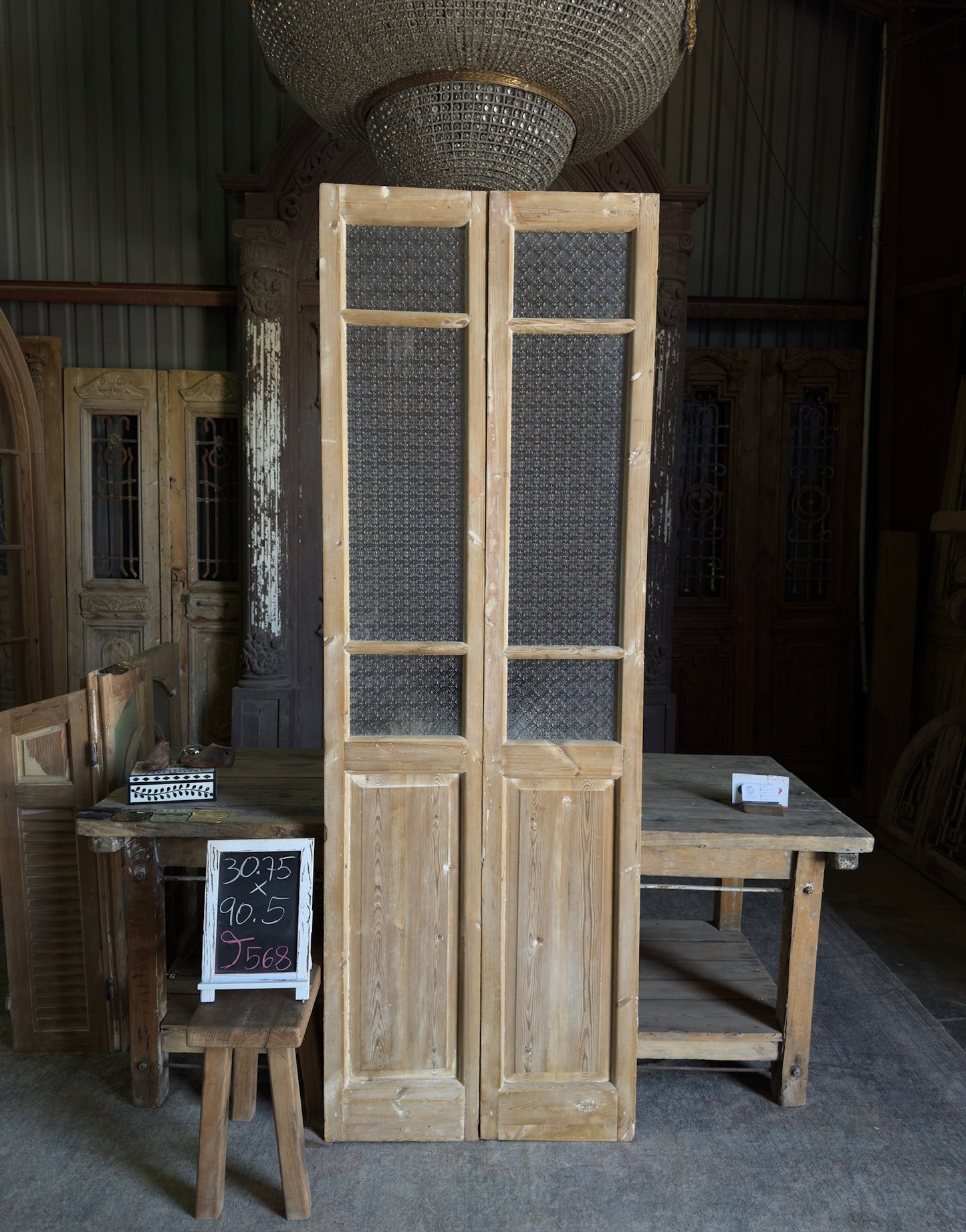 6 Lite Glass Antique French Doors - 30.75x90.5 J568