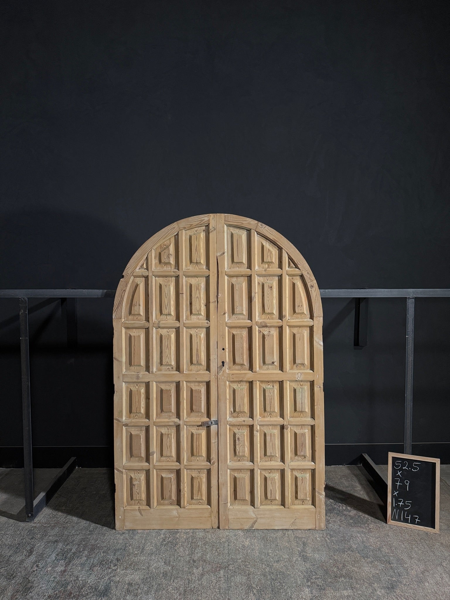 Antique Arched Solid Double Doors - 52.5x79 - N147