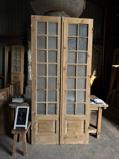 European Antique Glass French Doors - 45.75x96 J317