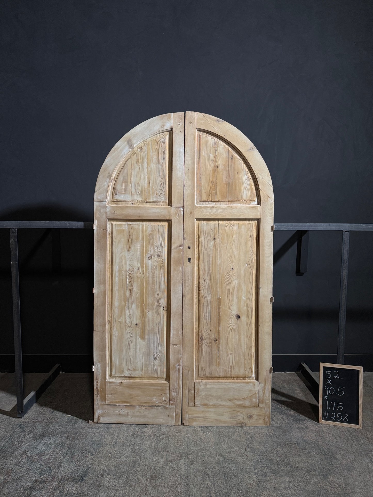 Antique Carved 2 Panel Arched Double Doors - 52x90.5 - N258
