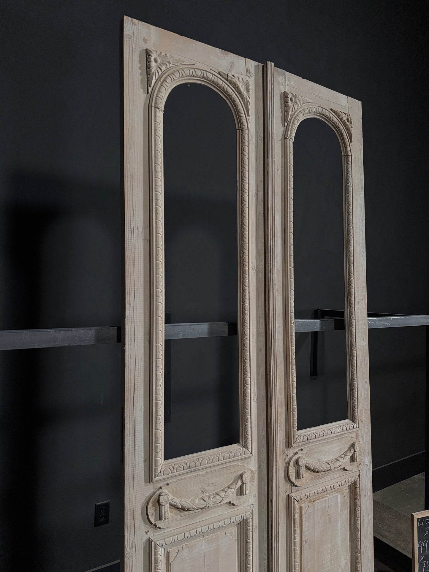 Antique Carved Arched Double Doors - 45.5x99.75 - N341