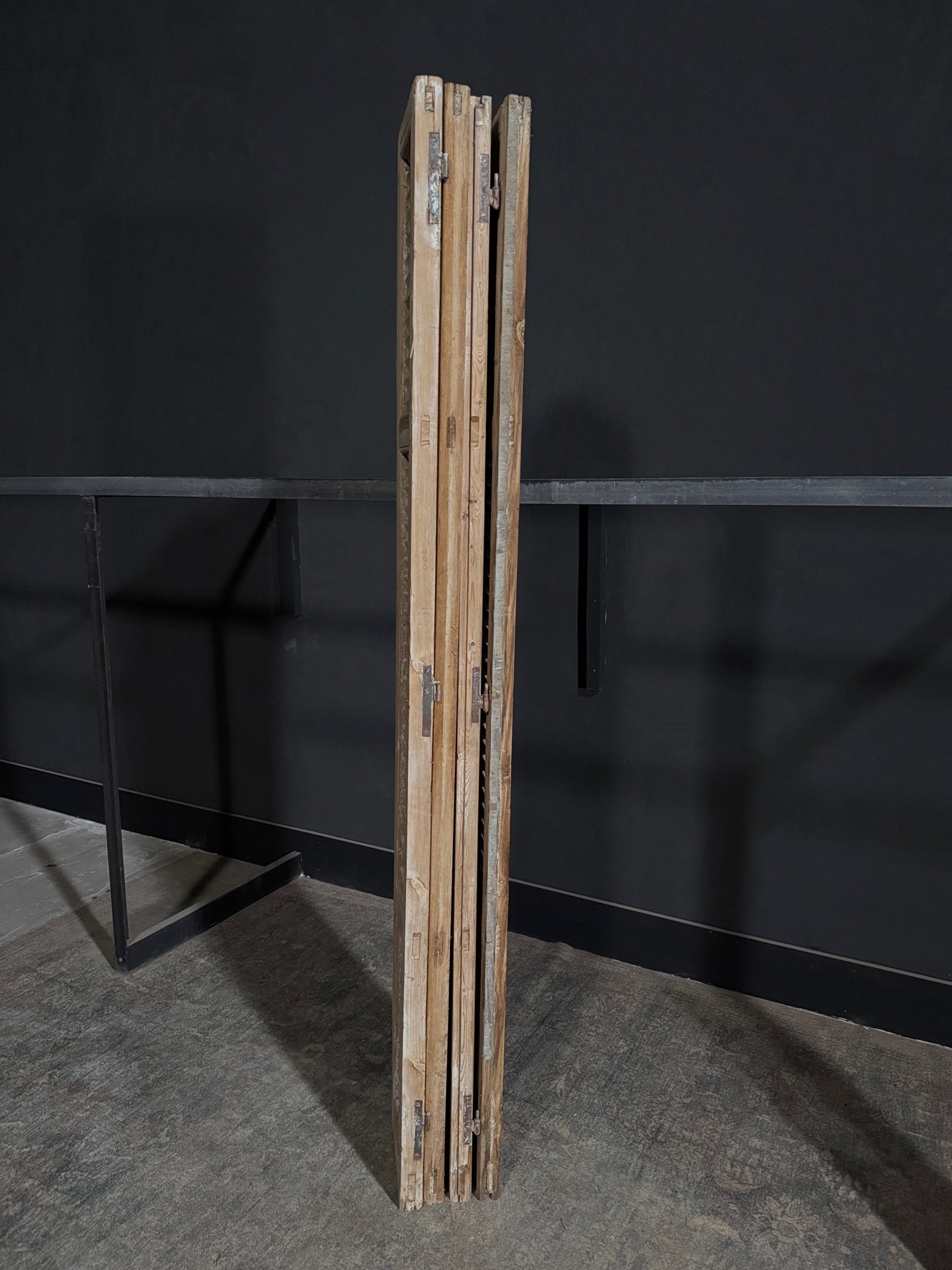 Antique Louvered 3 Panel Bi-Fold Doors - 44.25x85 - N301