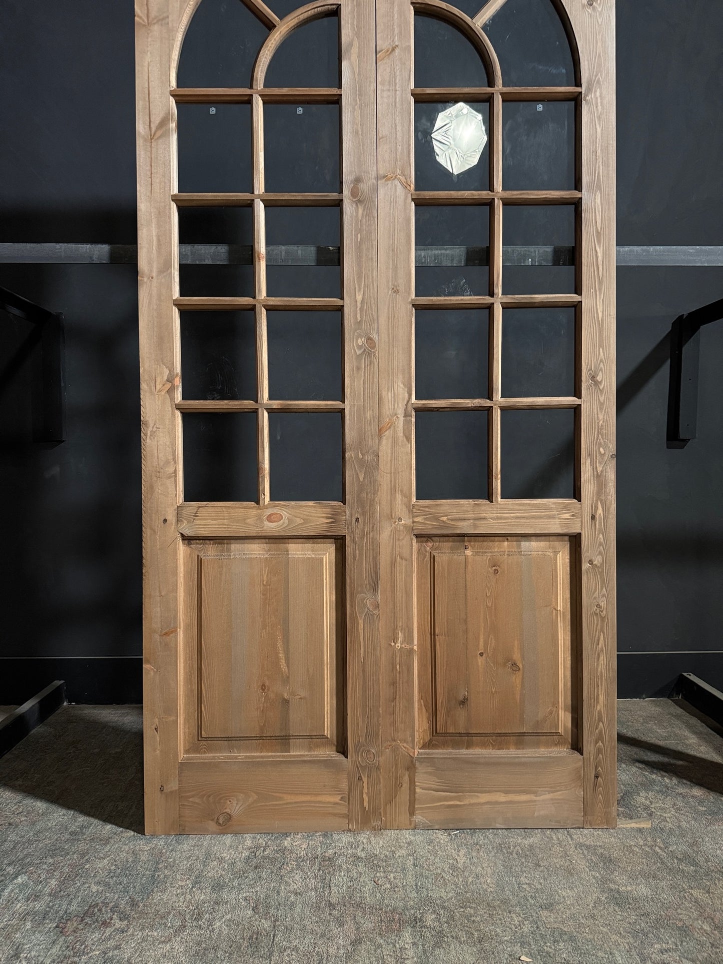 (Elise) Handcrafted Arched Glass French Doors - 48x96 - N202