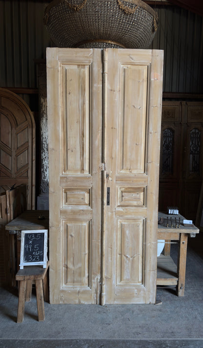 3 Panel Antique Solid French Doors - 43.5x99.5 - L323