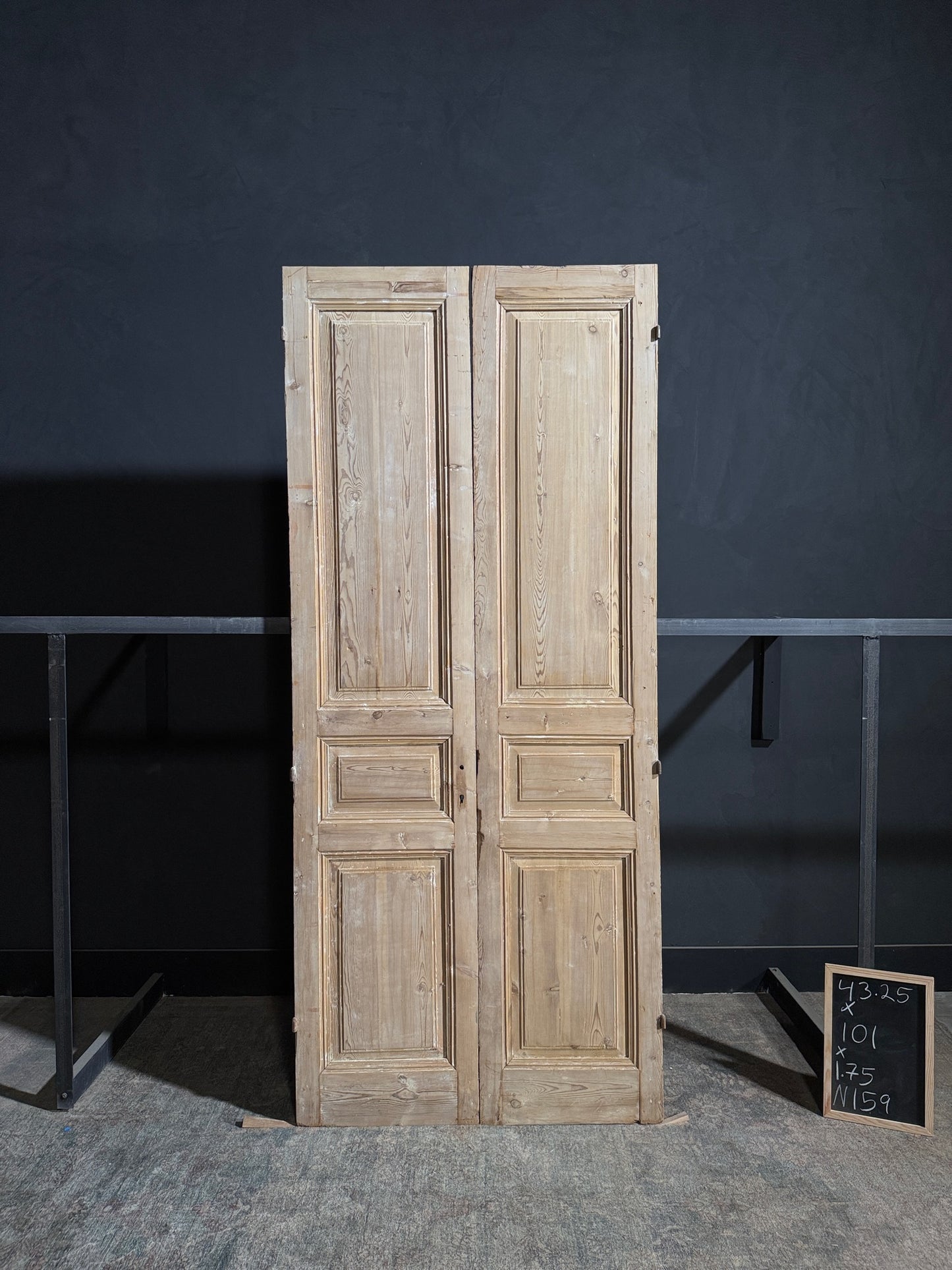 Antique 3 Panel Solid Double Doors - 43.25x101 - N159