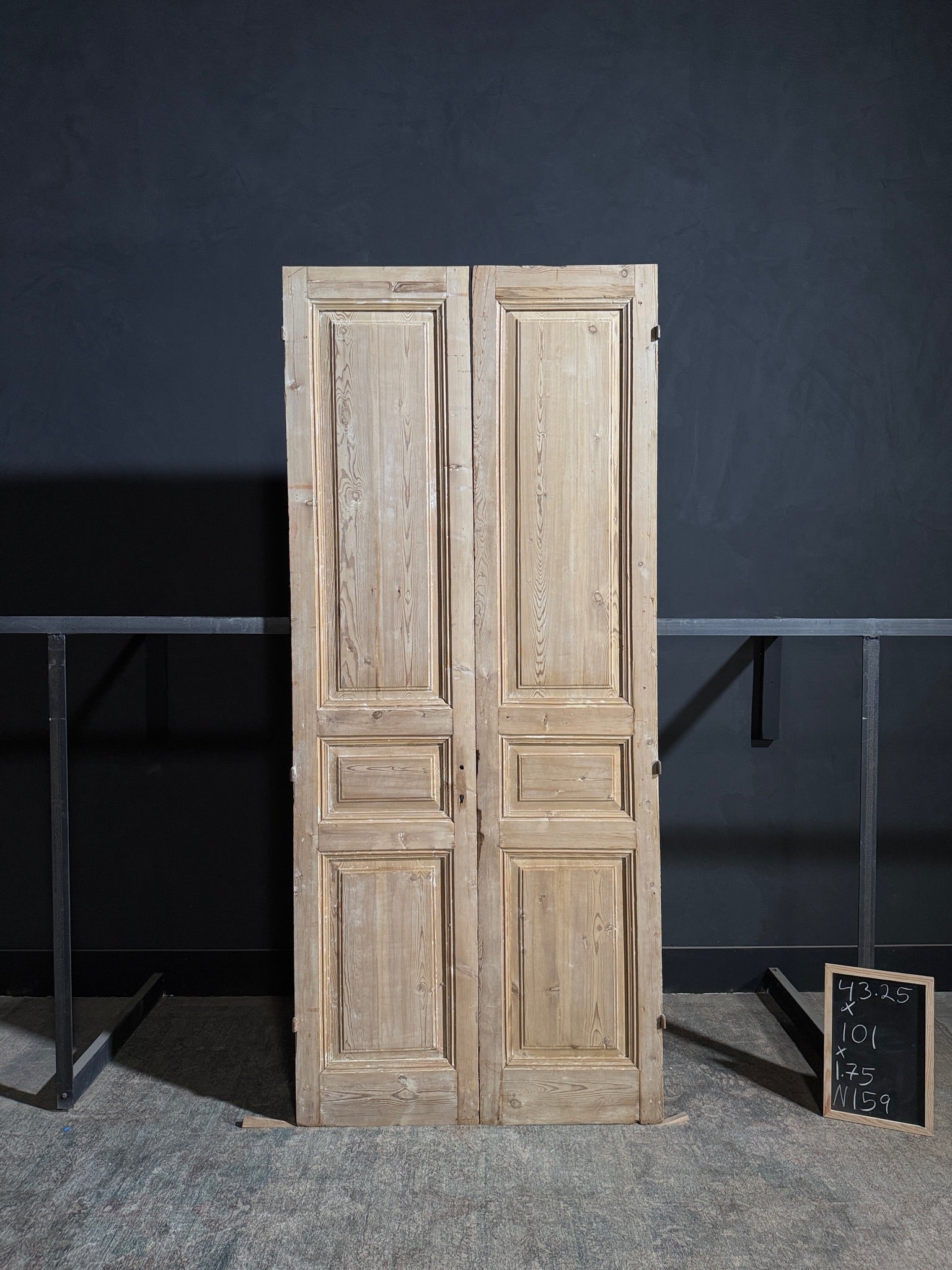 Antique 3 Panel Solid Double Doors - 43.25x101 - N159