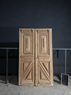 Antique Carved 3 Panel Double Doors - 55x93 - N646
