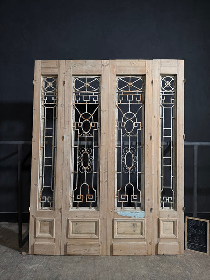 Antique Carved Iron French Doors - 82.25x104.5 - N709