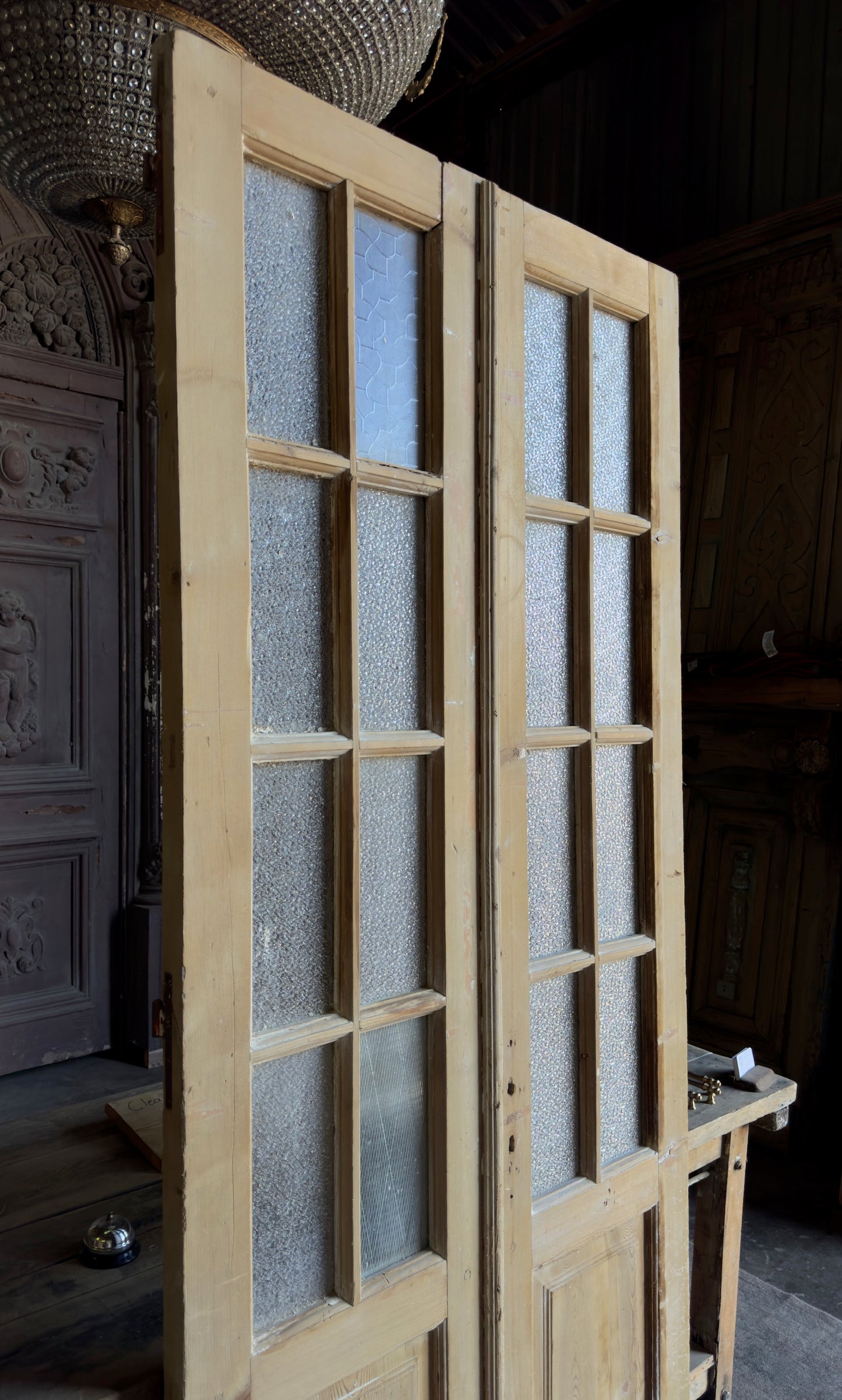 8 Lite Glass Antique French Doors - 40x92.75 - L238