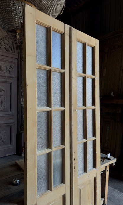 8 Lite Glass Antique French Doors - 40x92.75 - L238
