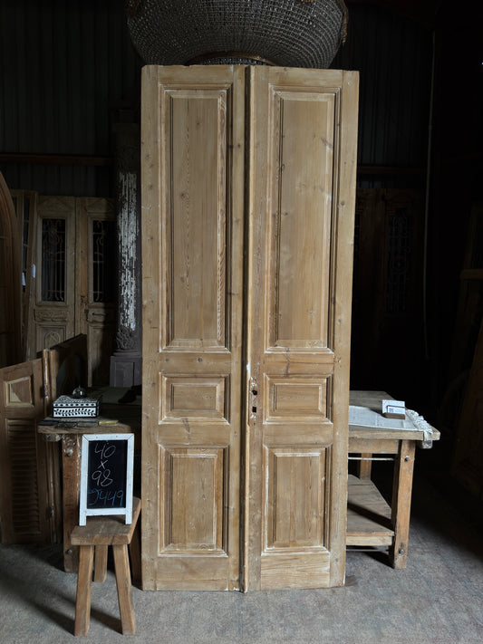 3 Panel Antique Solid French Doors - 40x98 J449