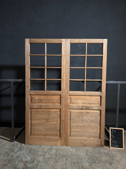 Handcrafted 8 Lite Glass French Doors - 72x96 - N210