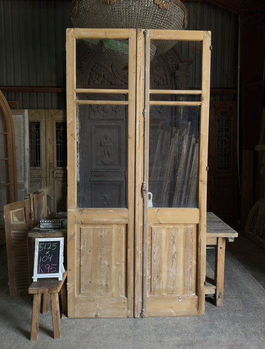 Open Glass Antique French Doors - 51.25x104 K95
