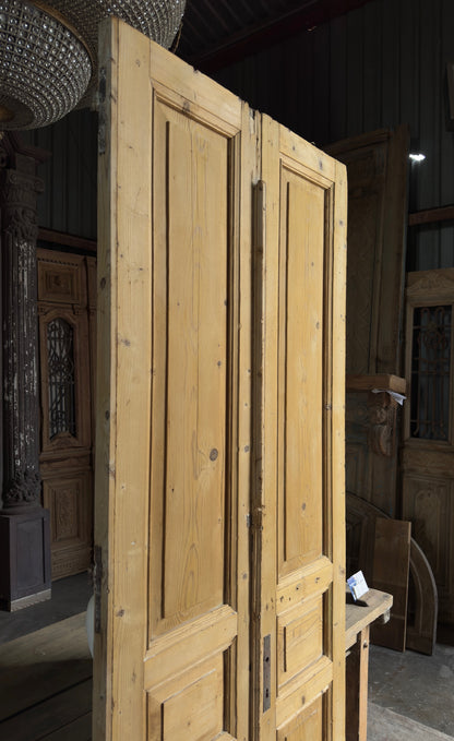 3 Panel Antique Solid French Doors - 36x91.5 K339