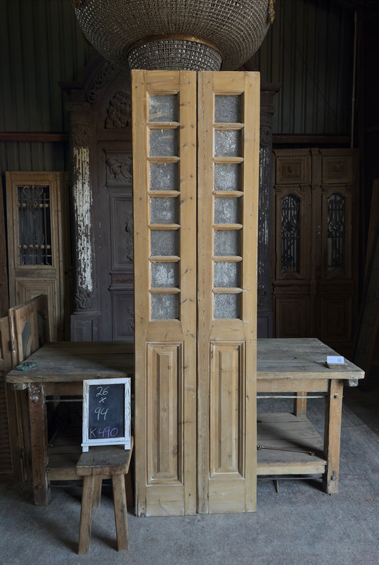 Narrow 14 Lite Antique Glass Panels - 26x93.5 K490