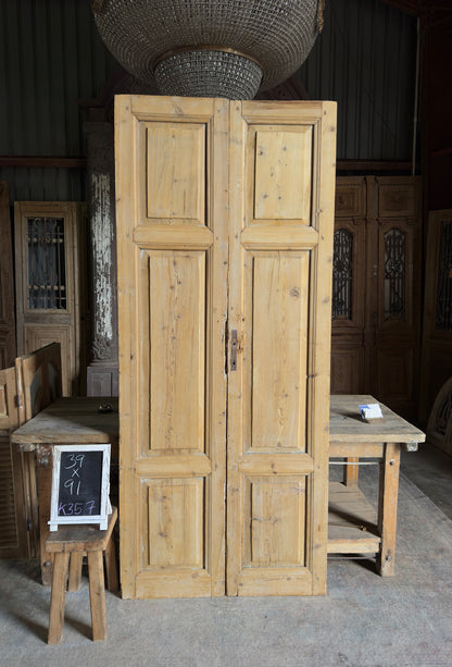 3 Panel Antique Solid French Doors - 39x91 K357