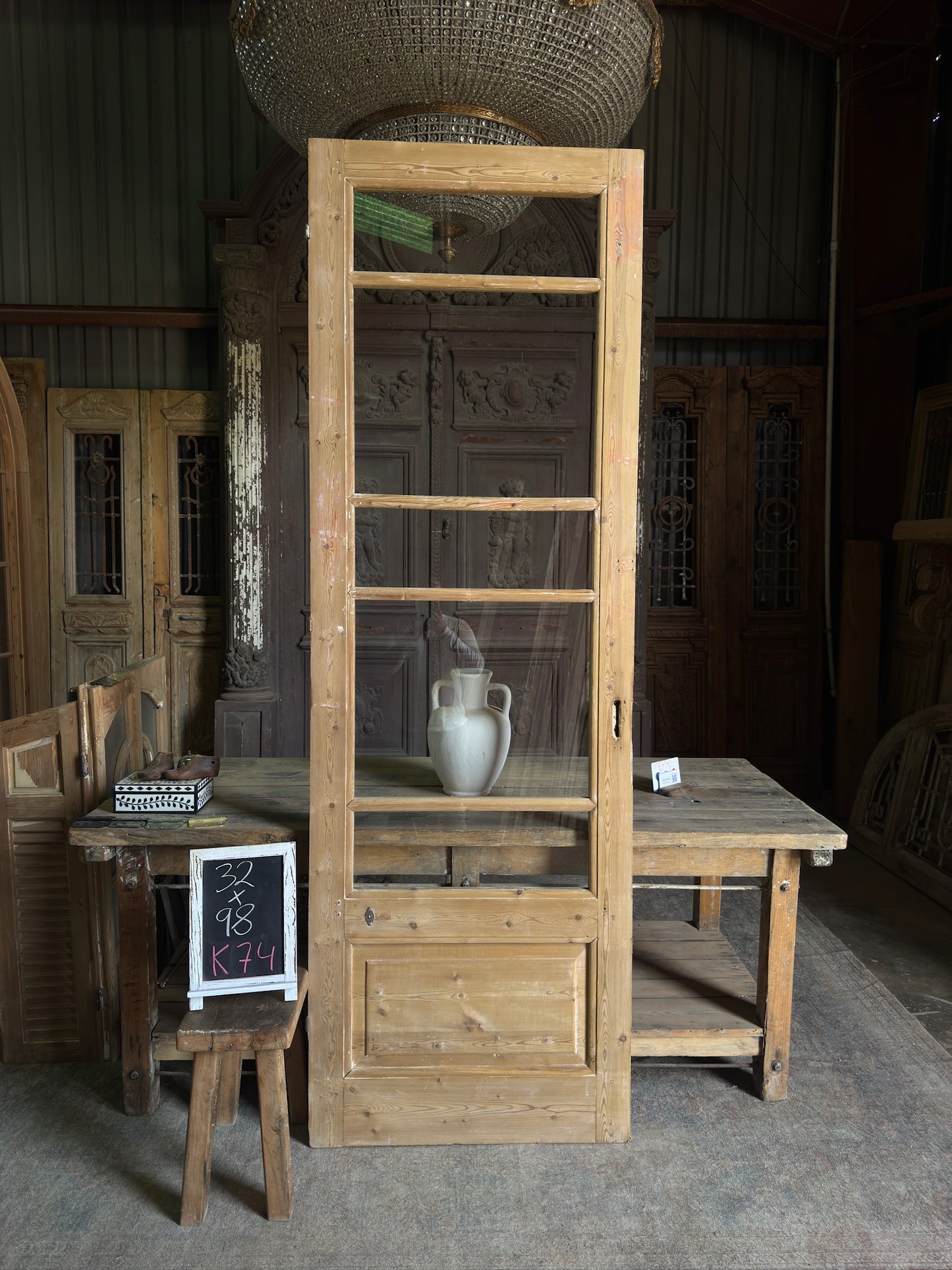 5 Lite Antique Glass Single Door - 32x98 K74