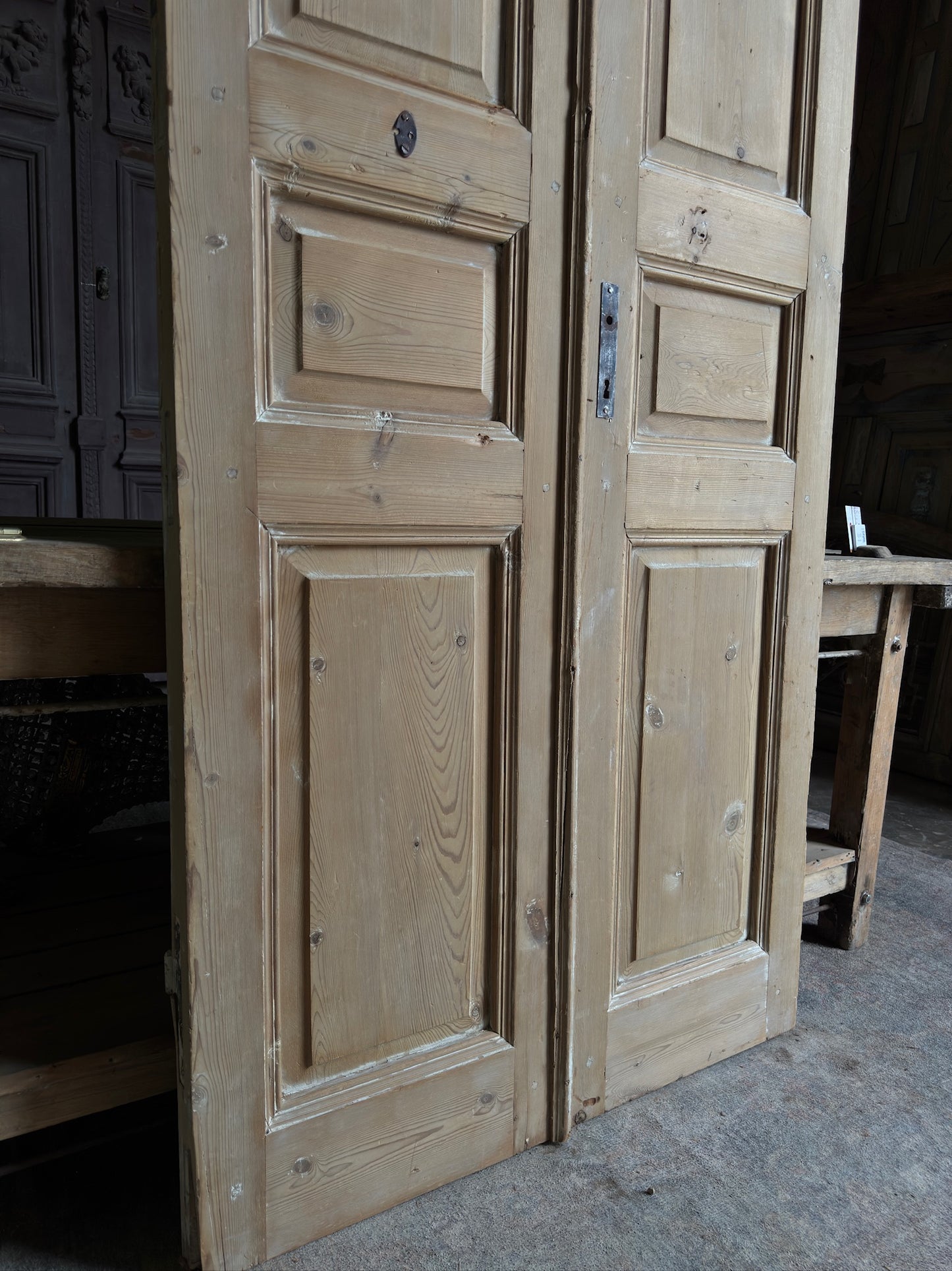 3 Panel Antique Solid French Doors - 38.75x90.5 K59