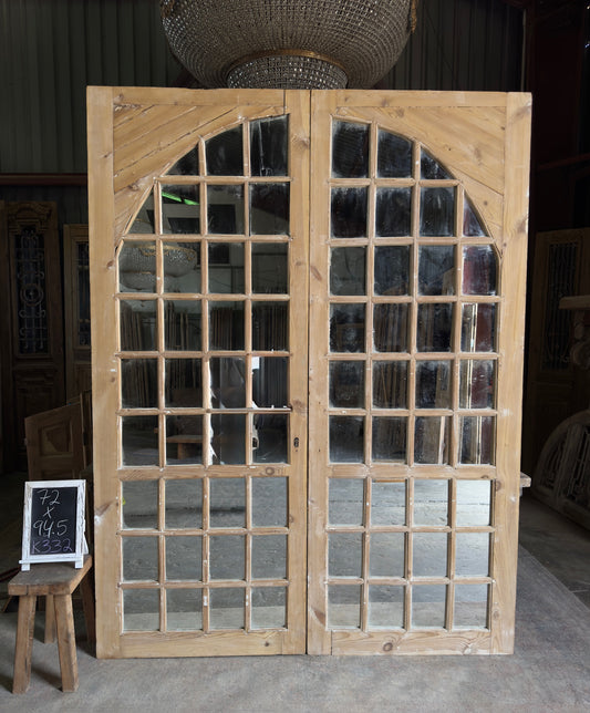 Large Mirror Arched Antique Glass Doors - 72x94.5 K332