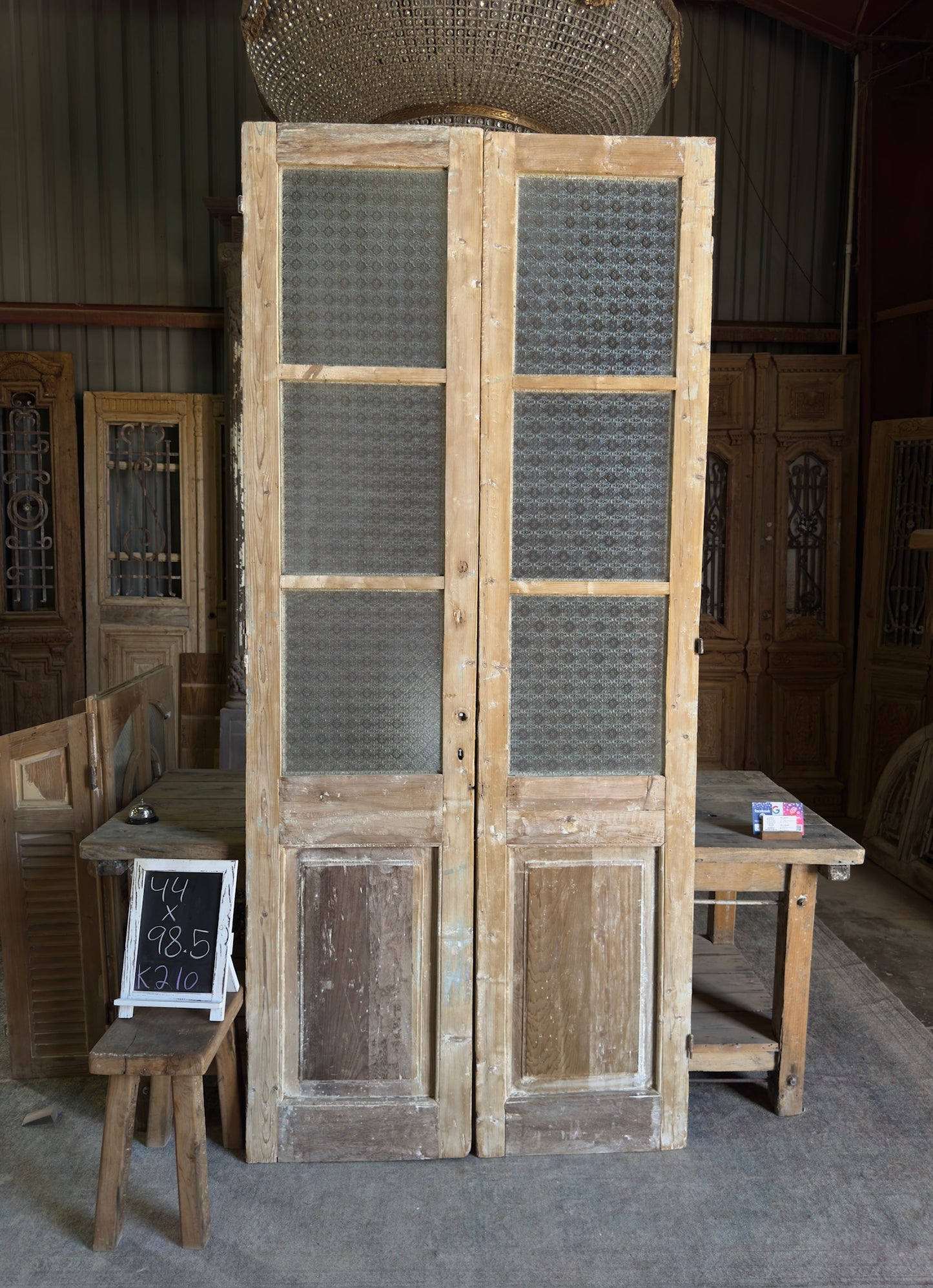 6 Lite European Antique Glass French Doors - 44x98.5 K210