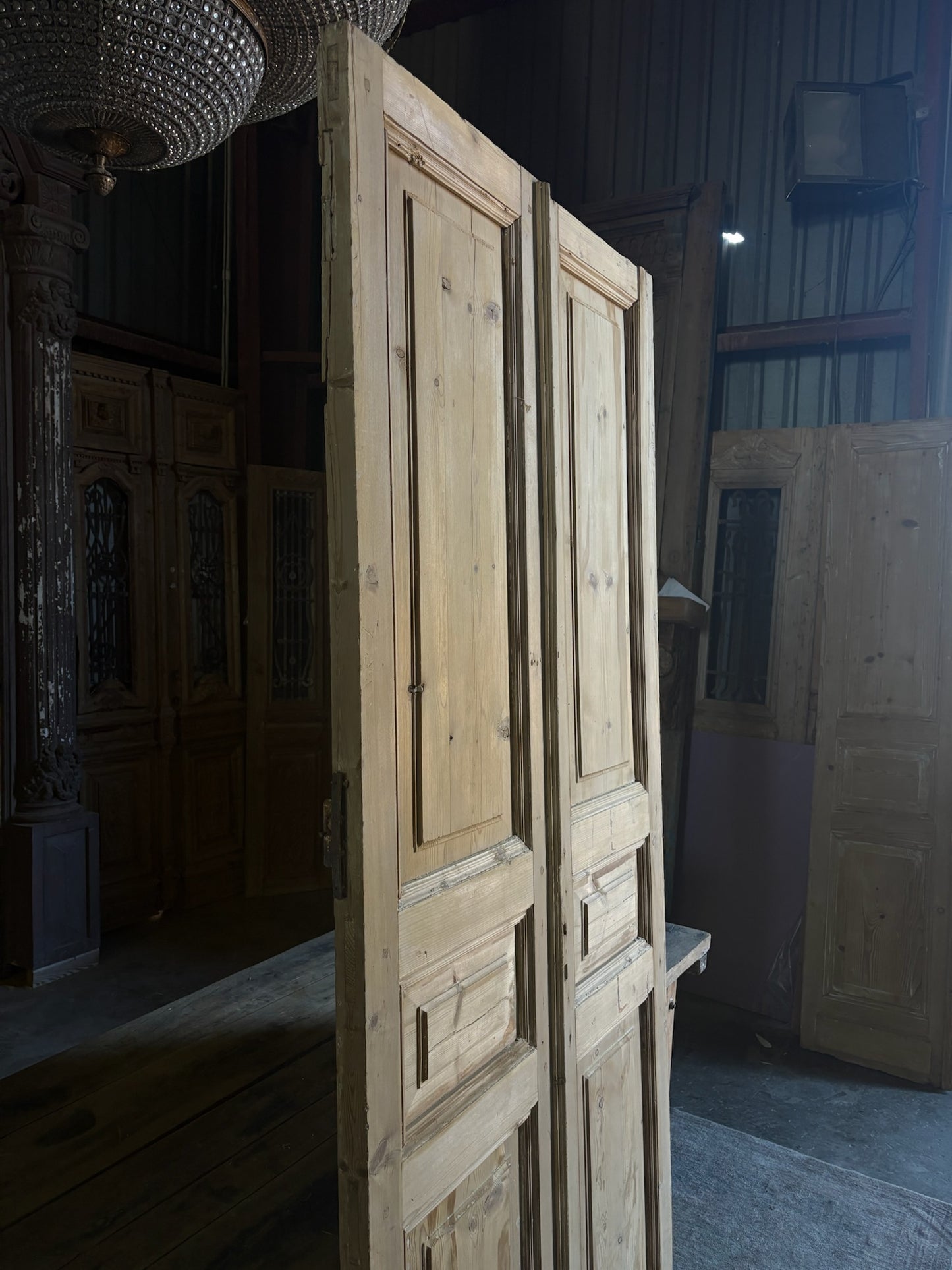 3 Panel Antique Solid French Doors - 42.75x93.75 - L101