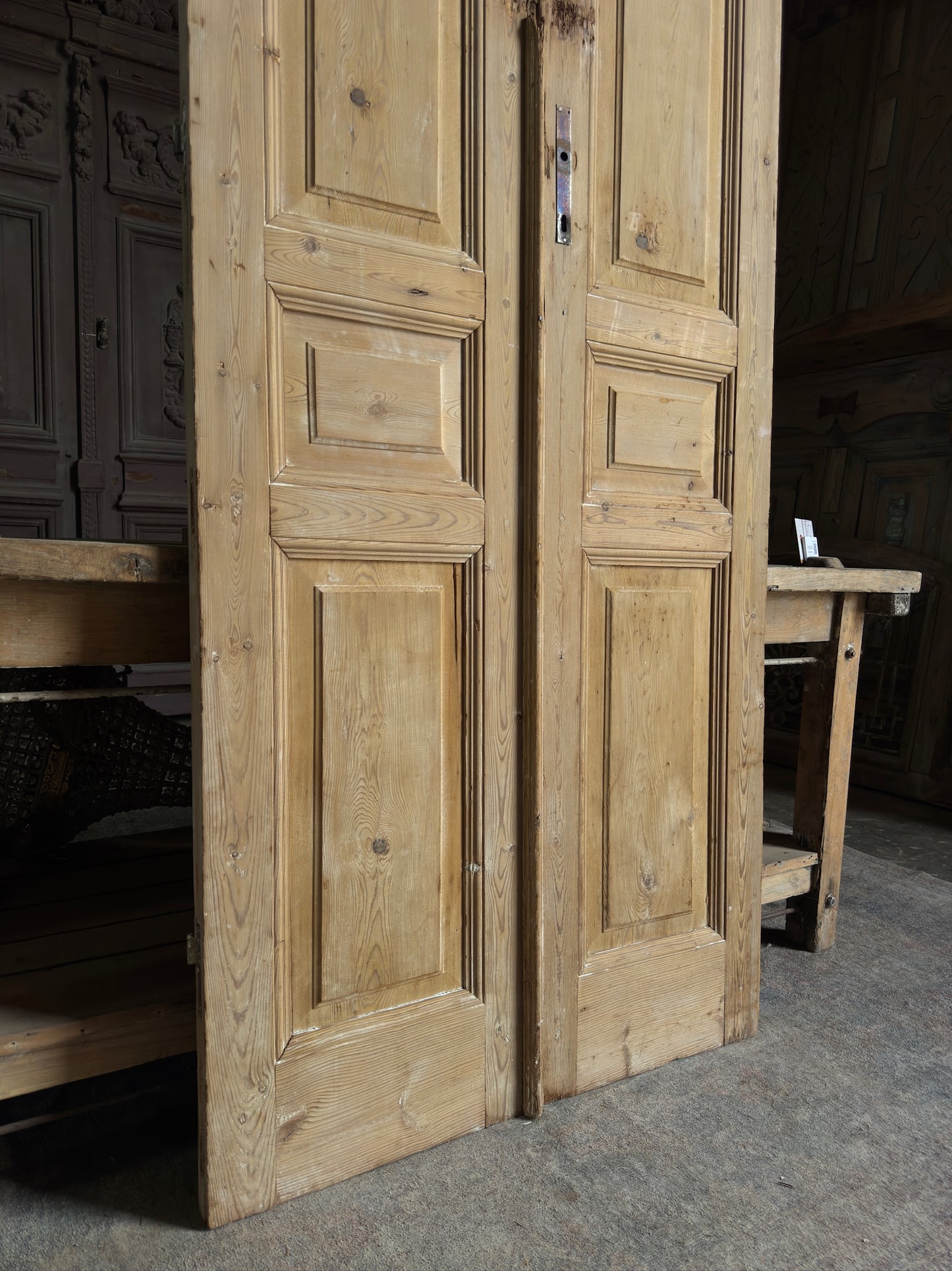 3 Panel Antique Solid French Doors - 36.75x99.5 K52