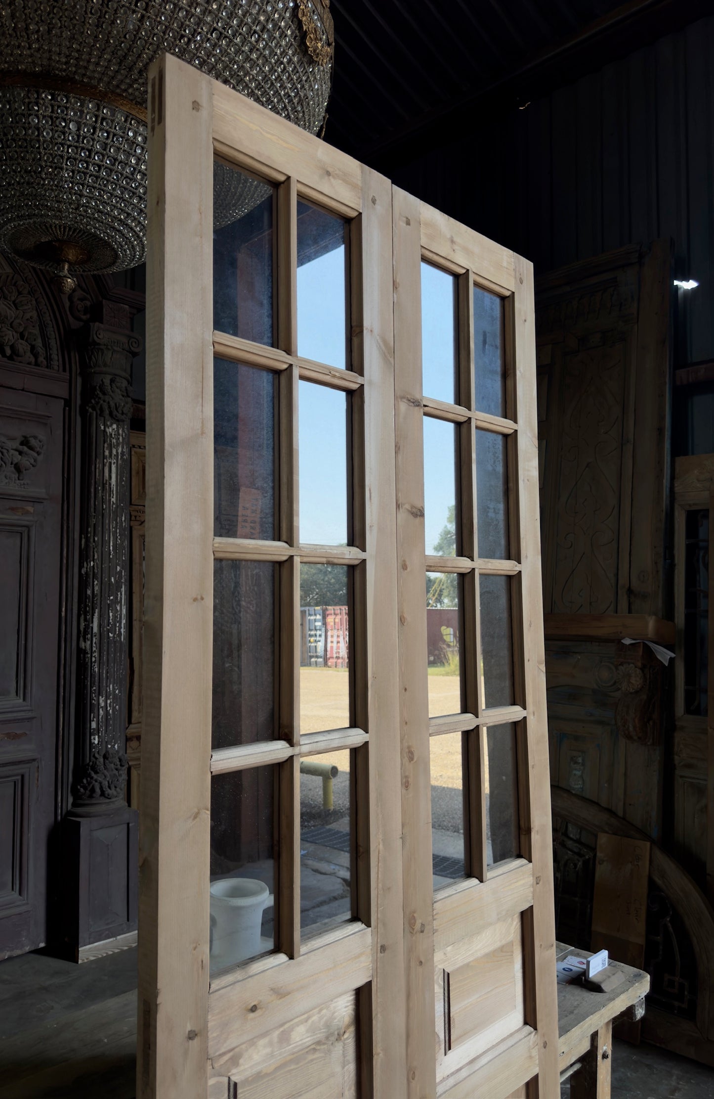 Handcrafted 8 Lite Glass French Doors - 36x96 L13