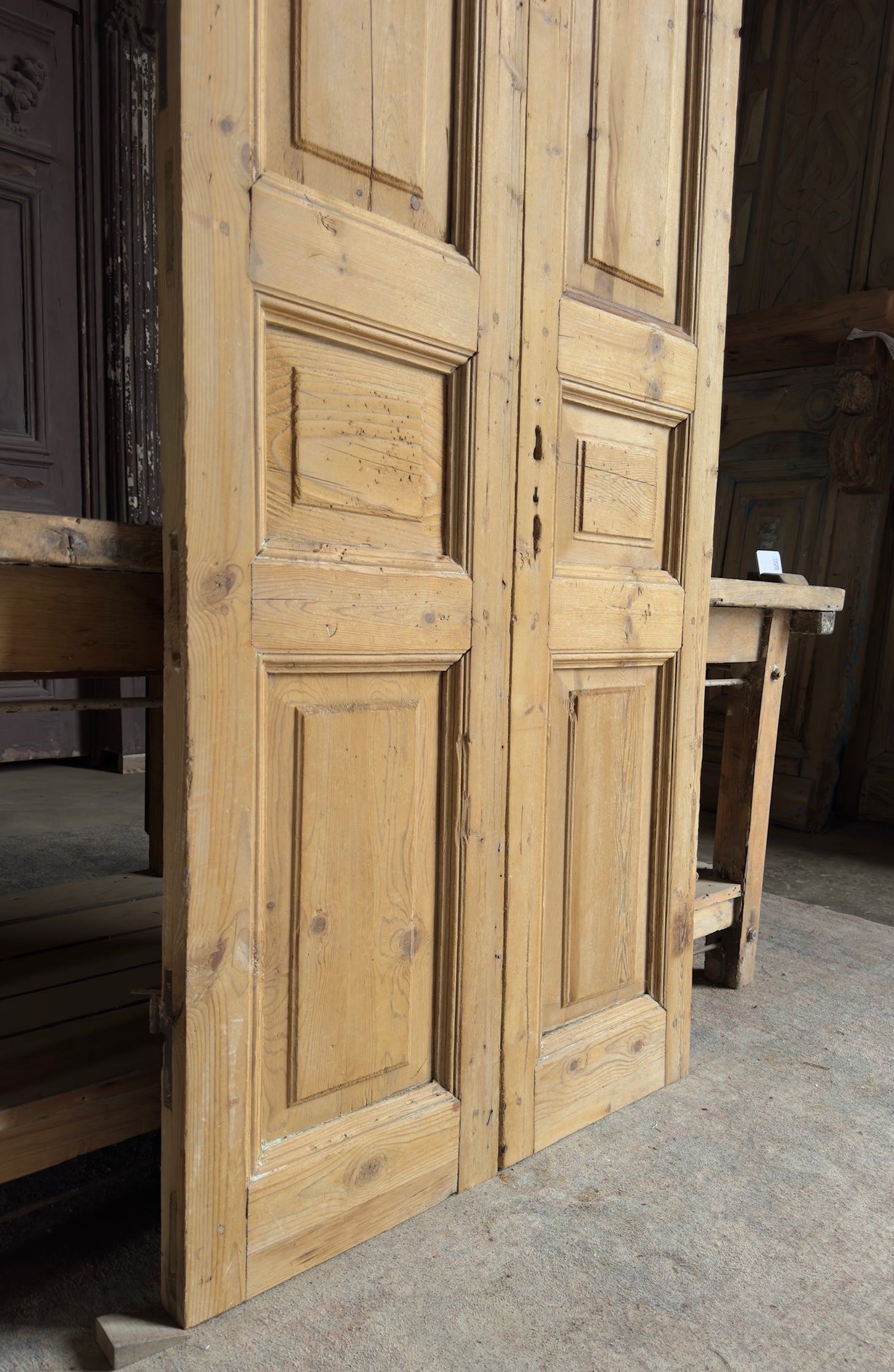 3 Panel Antique Solid French Doors - 34.5x94.5 K472