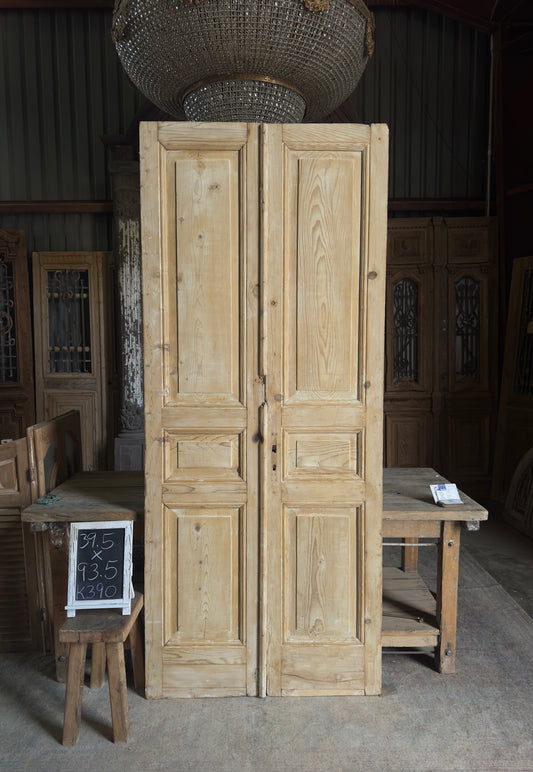 3 Panel Antique Solid French Doors - 39.5x93.5 K390