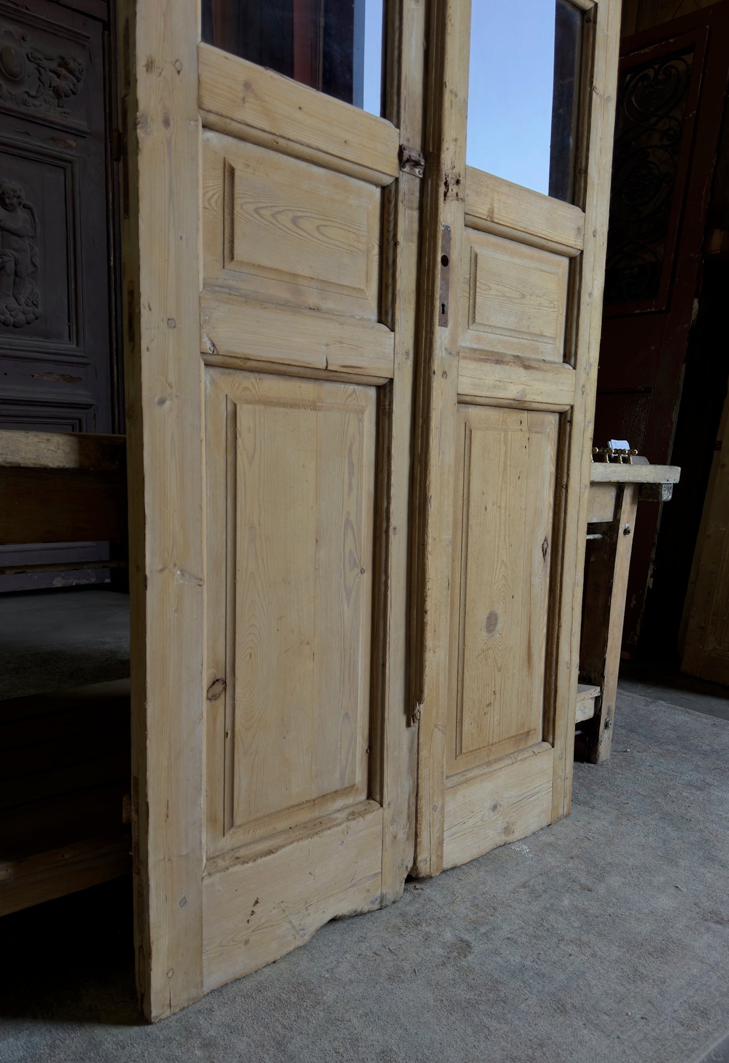 Antique Divided Glass French Doors - 40x88 - L312