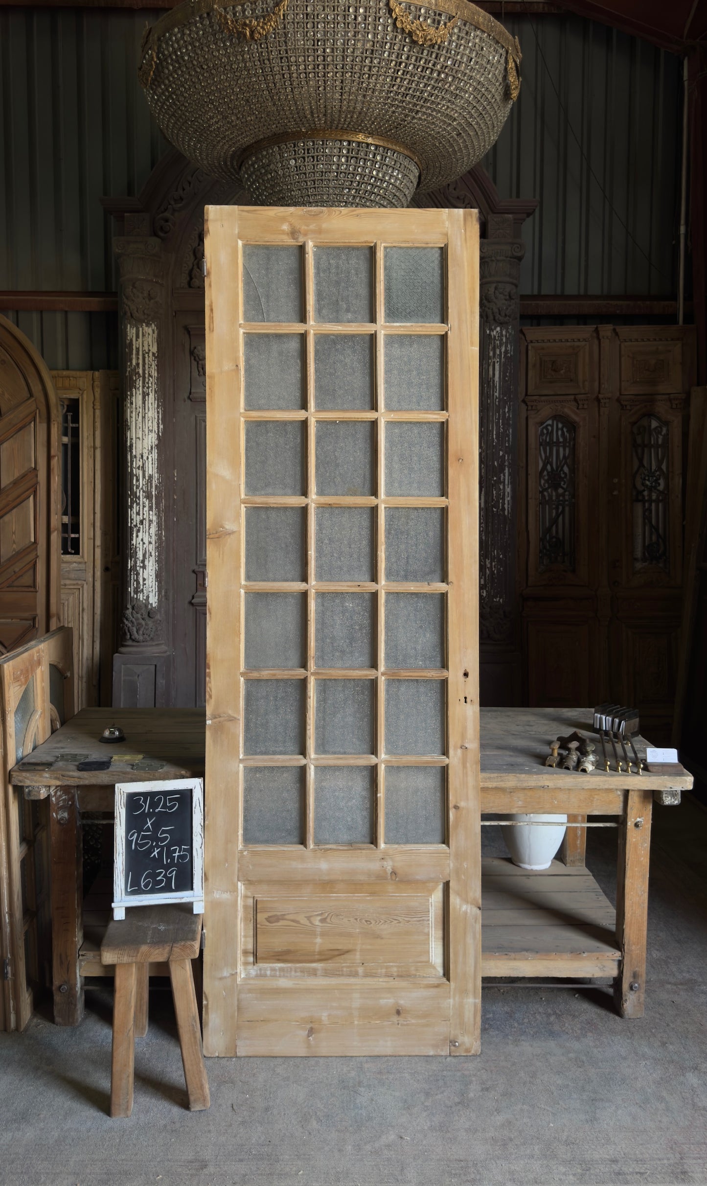 Antique Obscured Glass 18 Lite Door - 31.75x95.5 - L639
