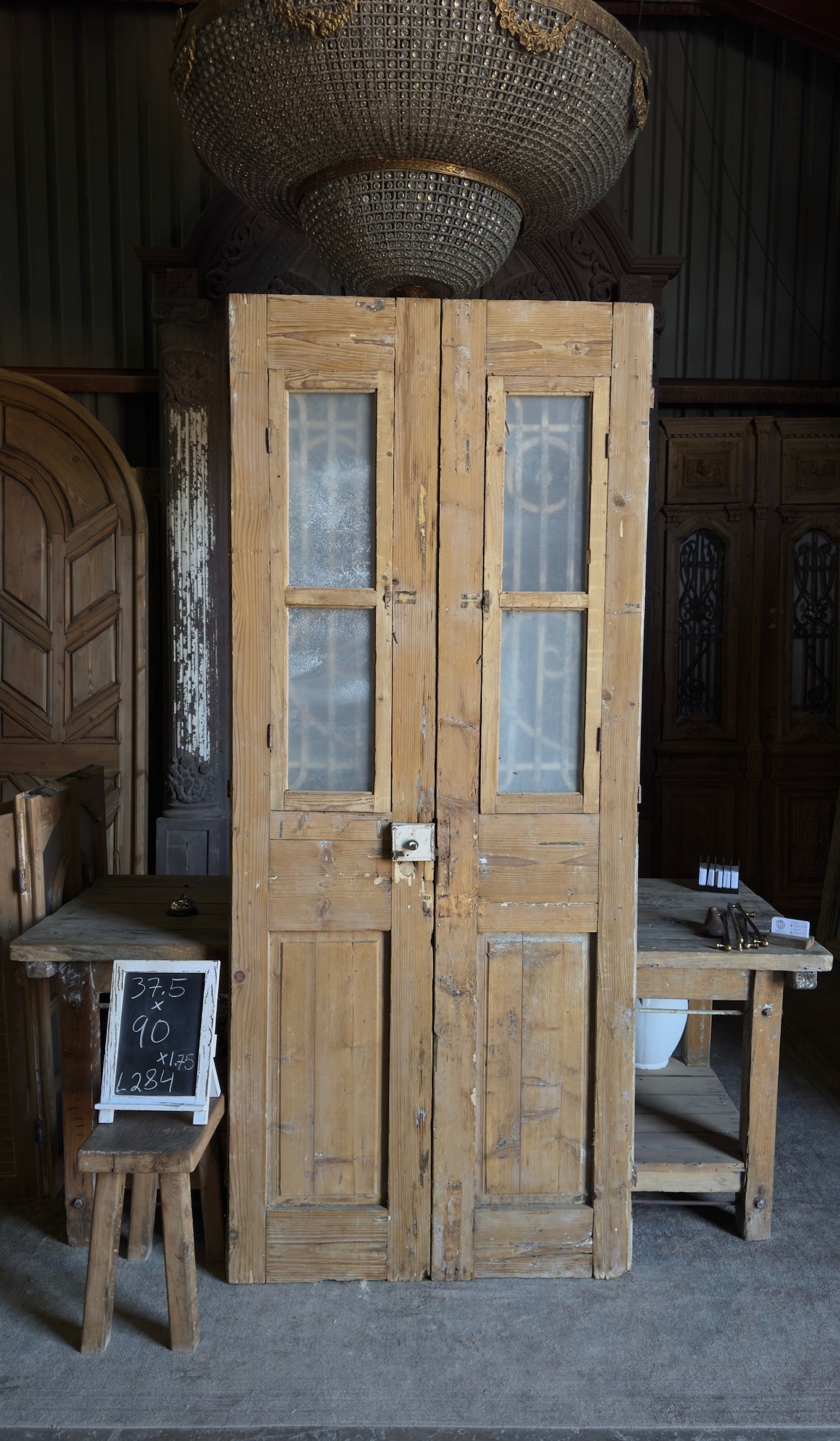 19th Century Antique Iron French Doors - 37.5x90 - L284