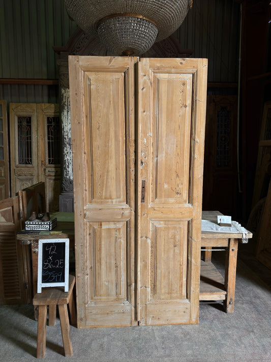 2 Panel Antique Solid French Doors - 42x86.25 J399