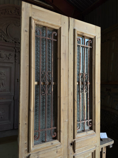 Classic 19th Century Antique Iron French Doors - 39.5x92 J19