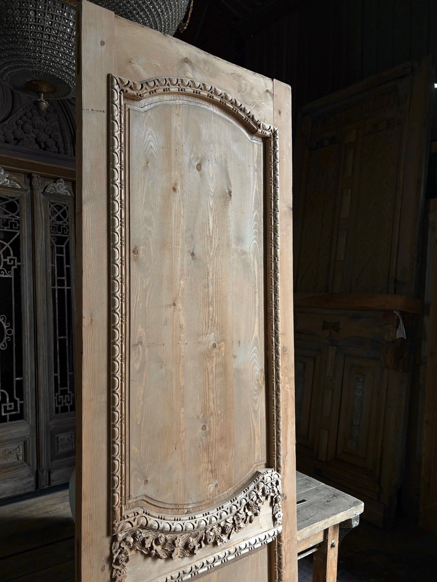(The Helena) Handcrafted Hand carved Solid French Door - 32x96 L42