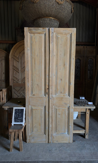 2 Panel Antique Solid French Doors - 39.5x93.5 - L340