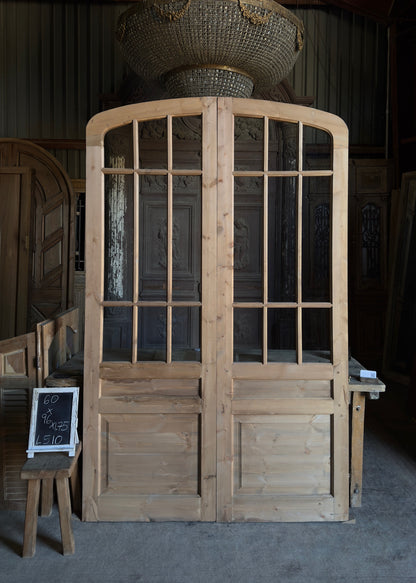 Handcrafted Eyebrow Arch Glass French Door - 60x96 L510