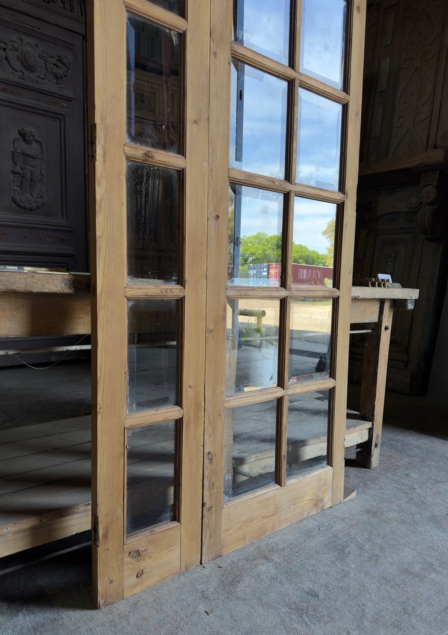 Antique Beveled Glass Door and Sidelight - 36.75x82.5 - L545