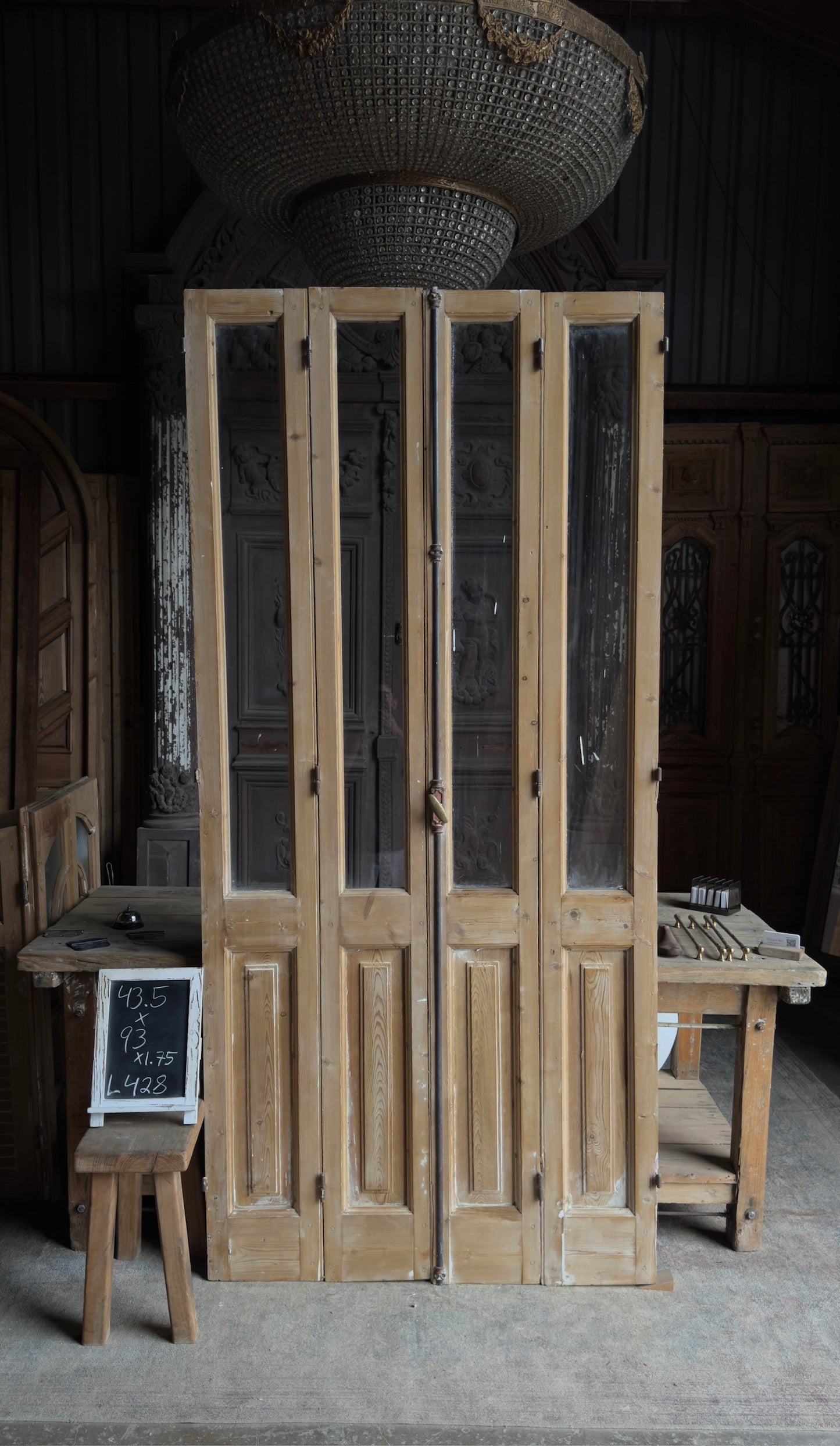 Antique Bi-Fold French Glass Doors - 43.5x93 - L428