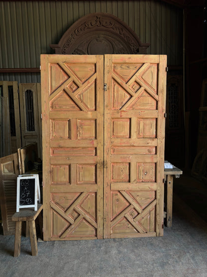 Antique Moraccan Carved Solid Doors - 68x87 J93