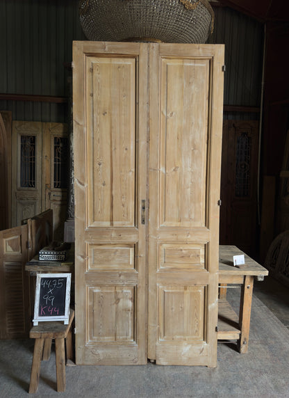 3 Panel Antique Solid French Doors - 44.75x99 K44