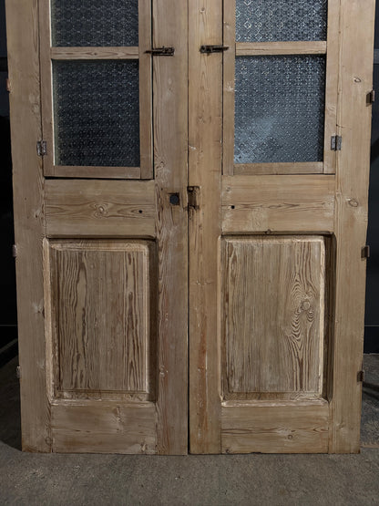 Antique Architectural Textured Glass French Doors - 51.75x85 - N752