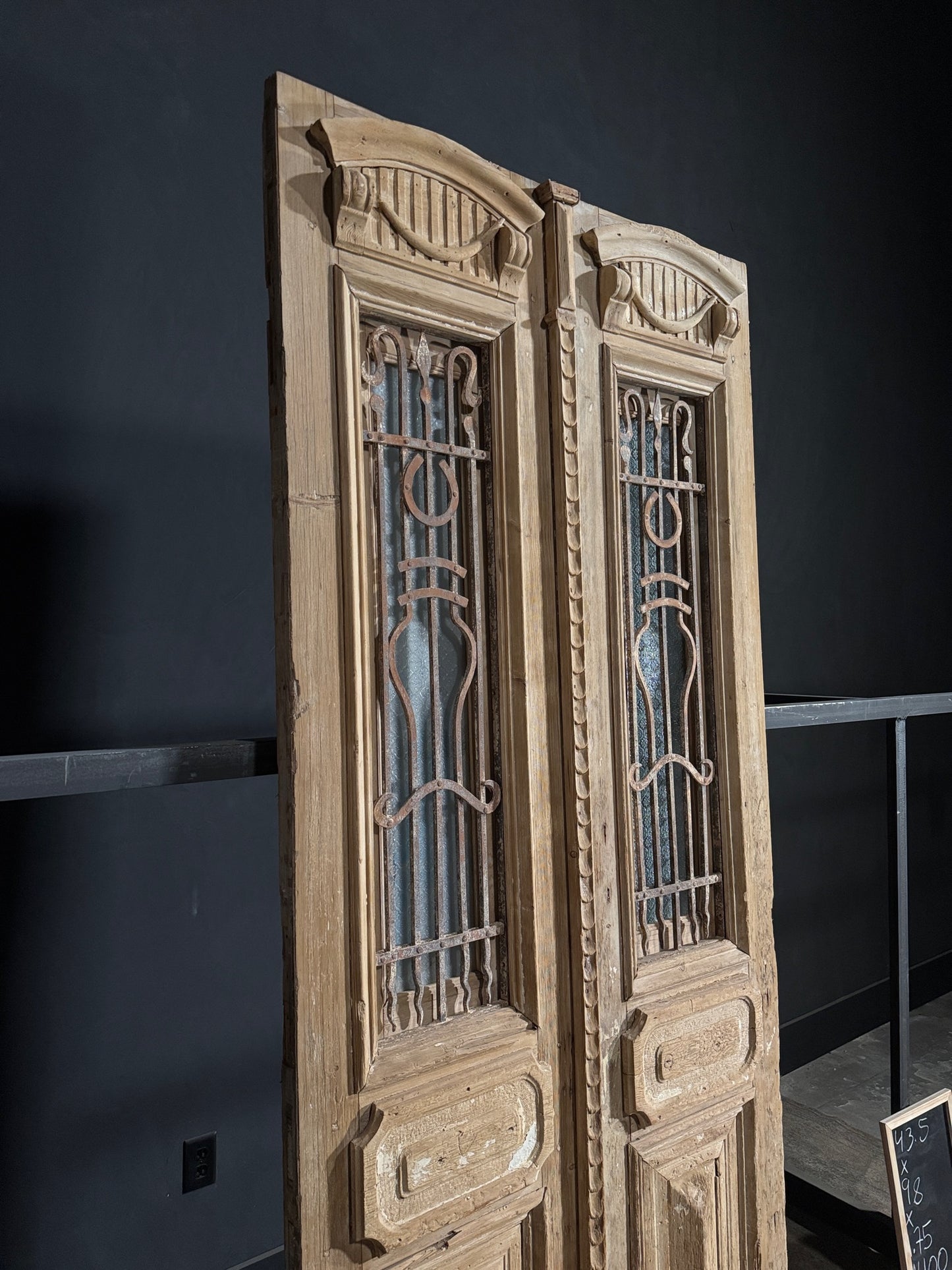 Antique Carved Iron French Doors - 43.5x98 - N100