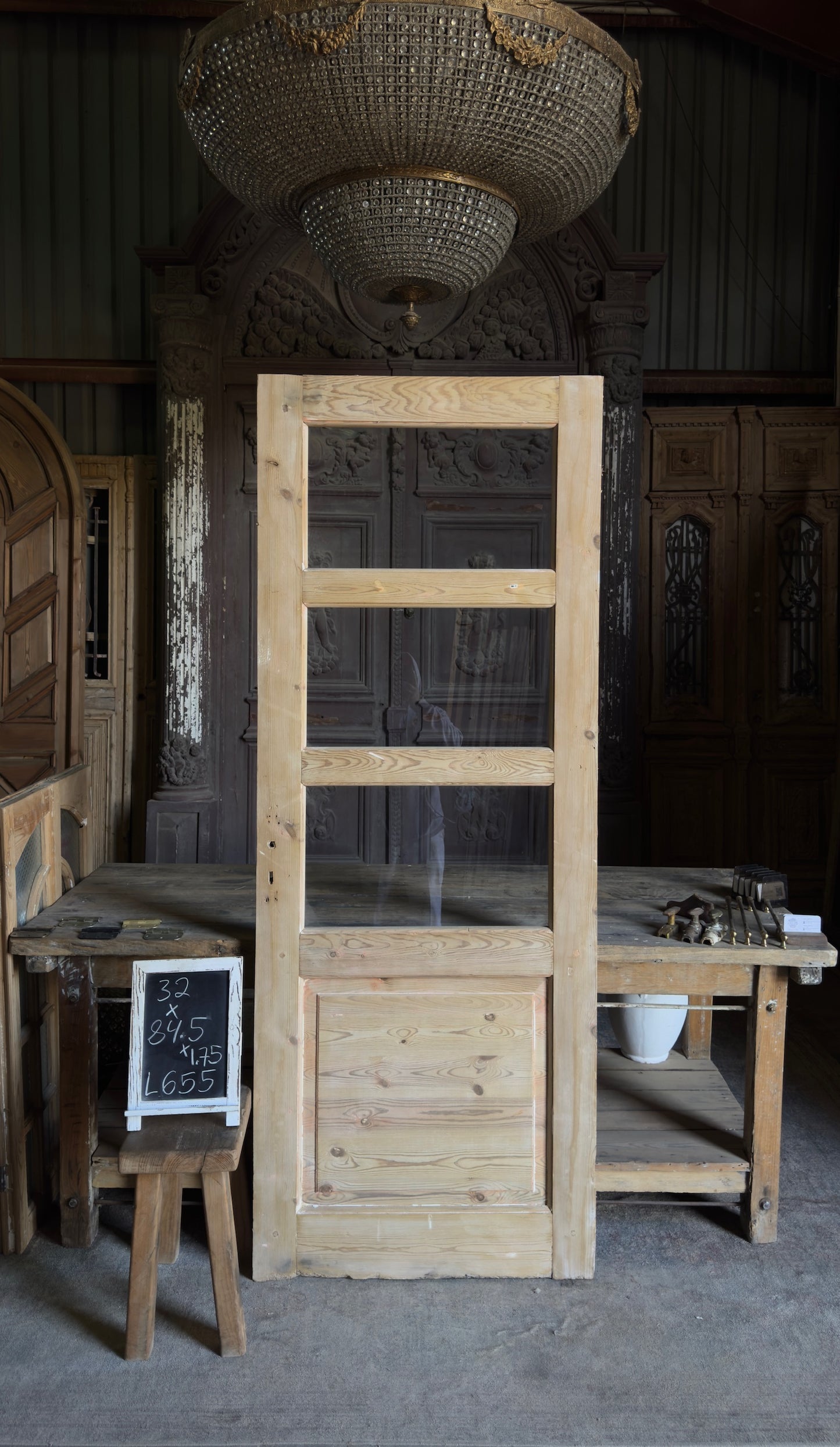 Antique Glass 3 Lite Door - 32x84.5 - L655