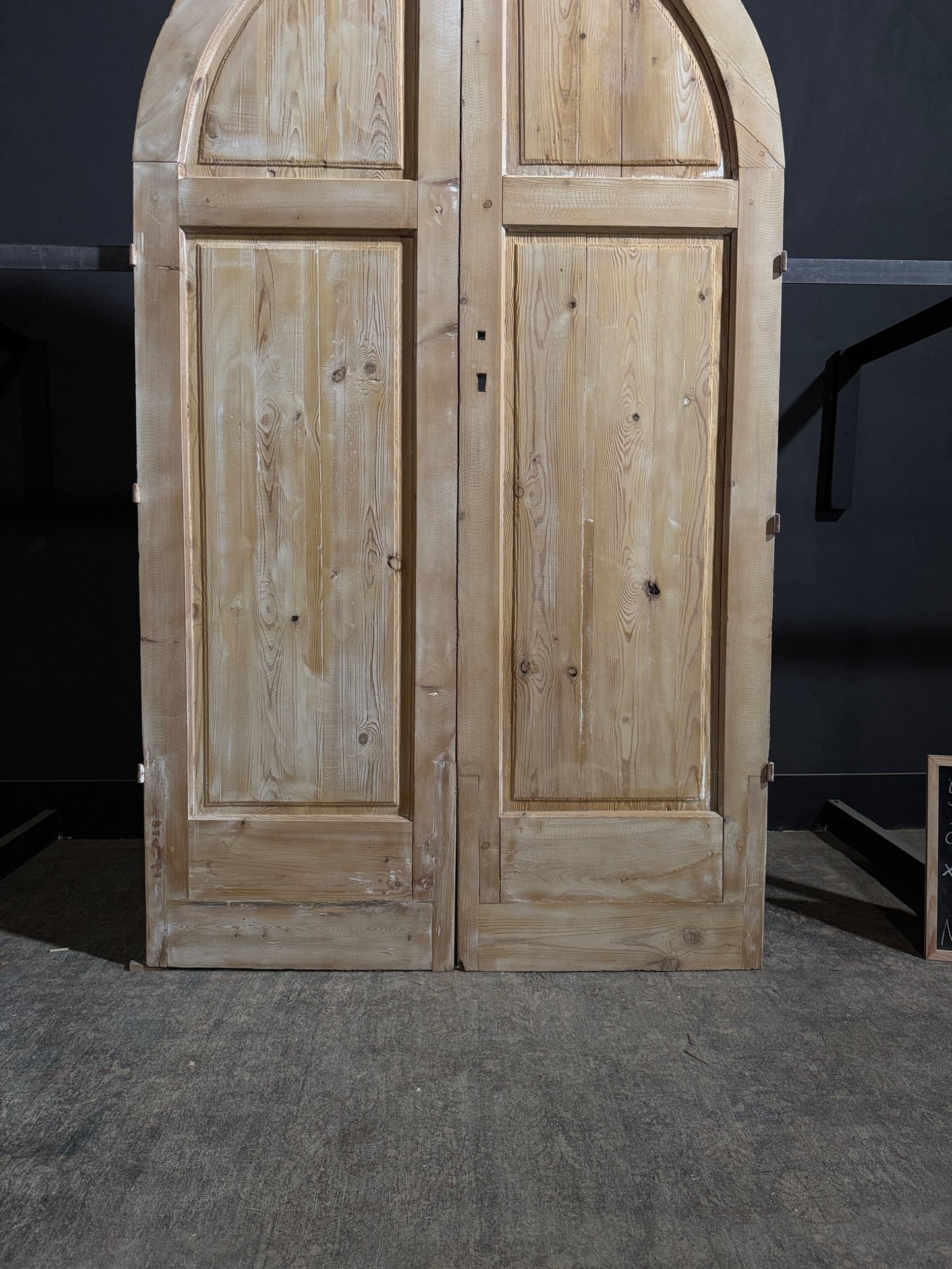 Antique Carved 2 Panel Arched Double Doors - 52x90.5 - N258