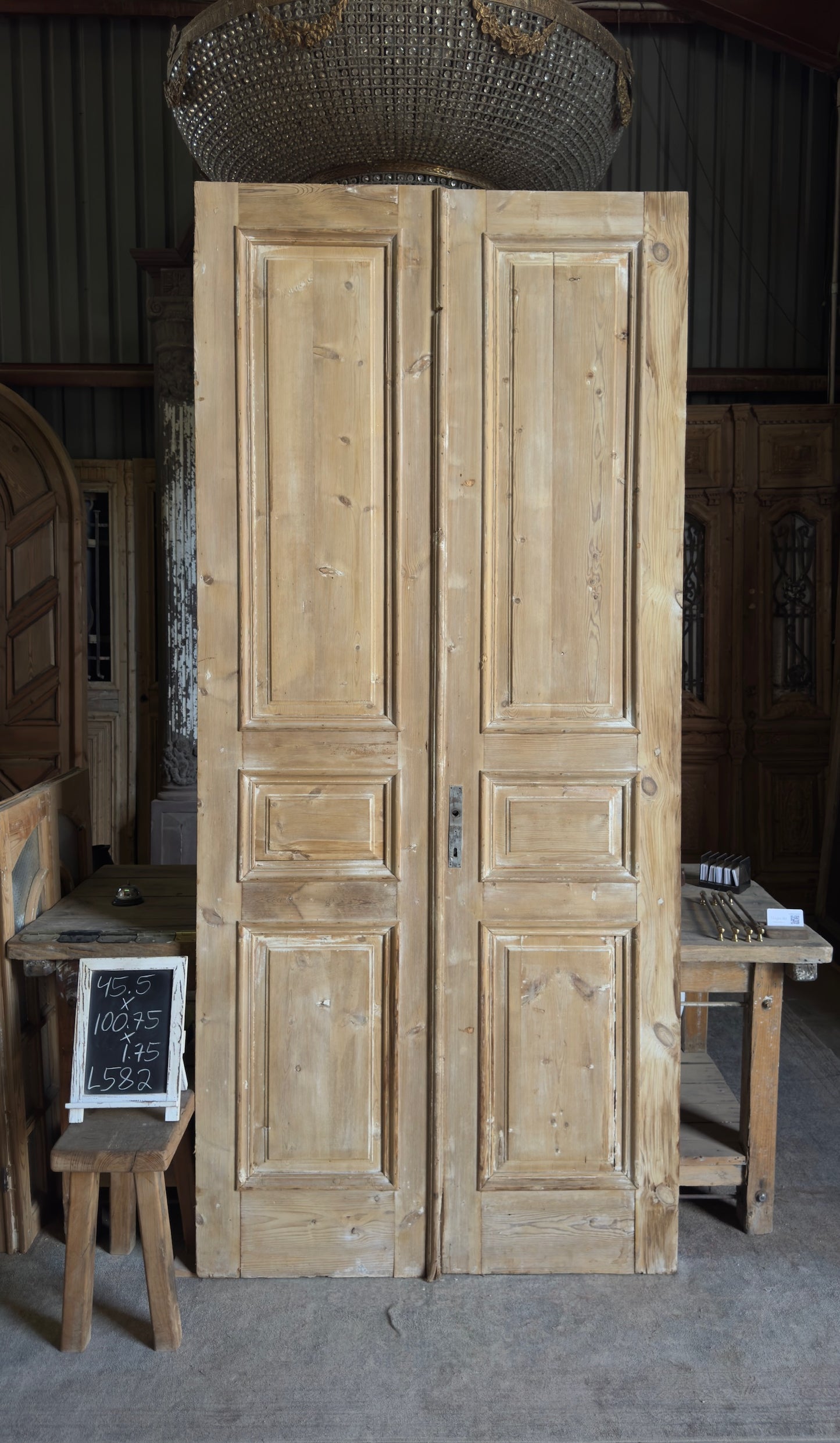 Antique Iron 6 Panel Double Doors - 45.5x100.75 - L582