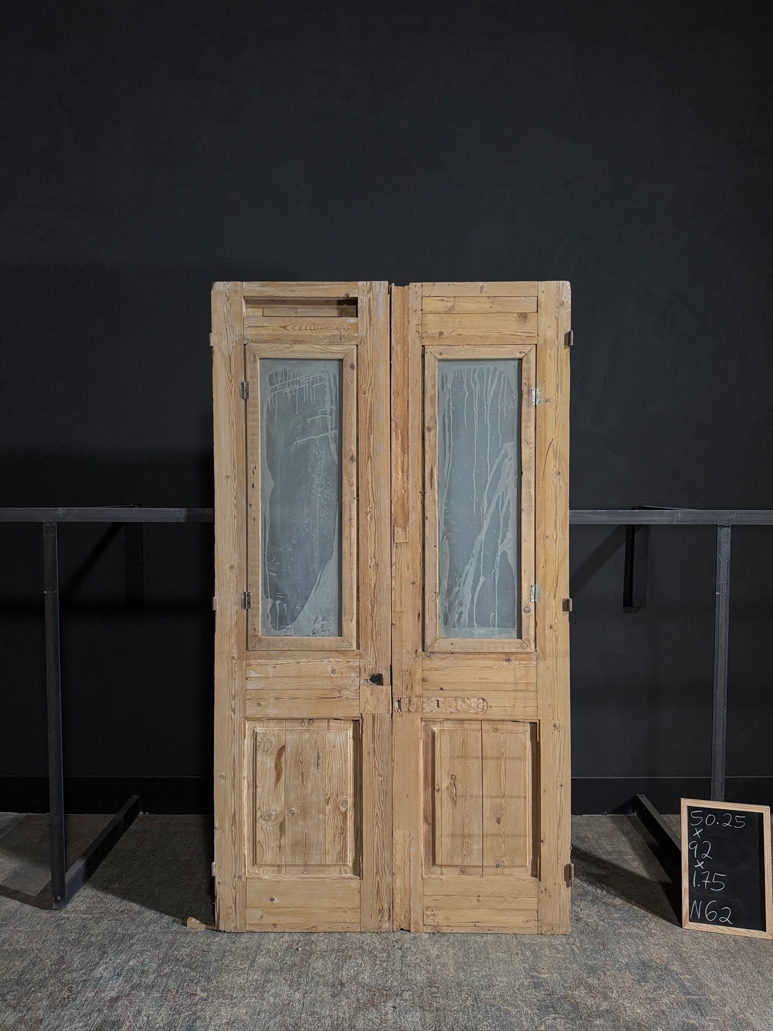 Antique Obscured Glass 1 Lite French Doors - 50.25x92 - N62