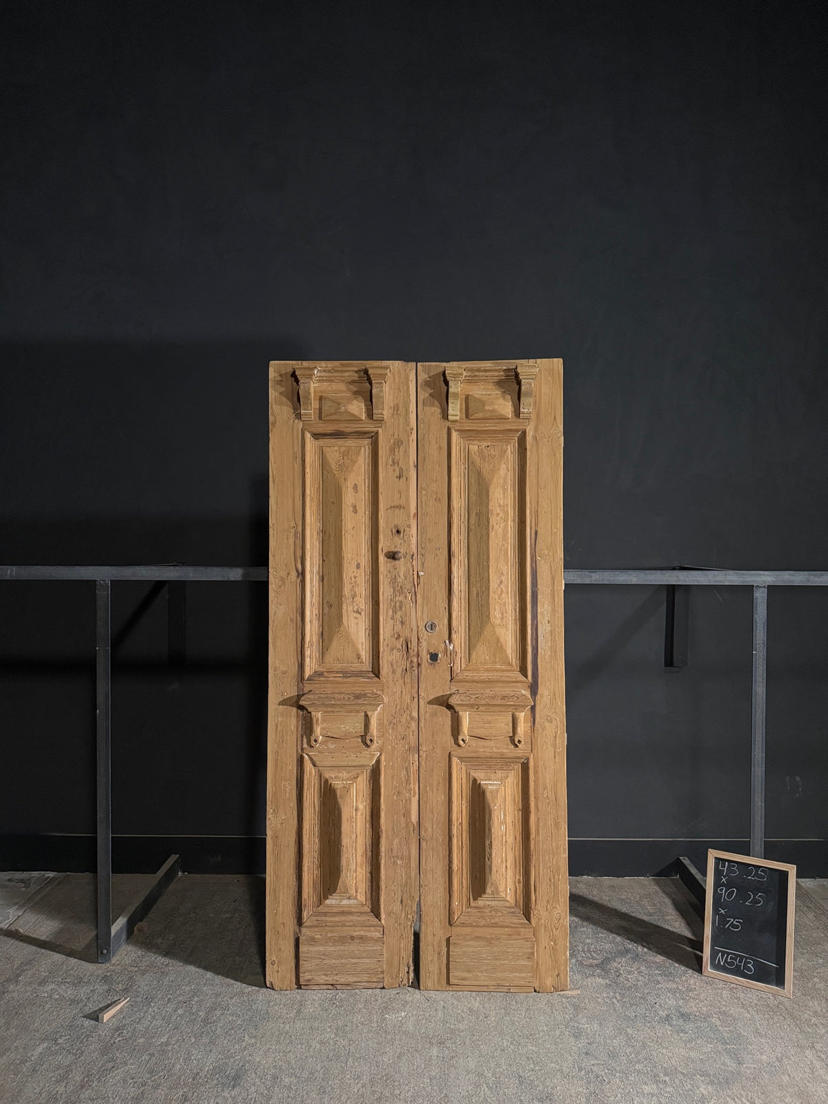 Antique 3 Panel Solid Double Doors - 43.25x90.25 - N543