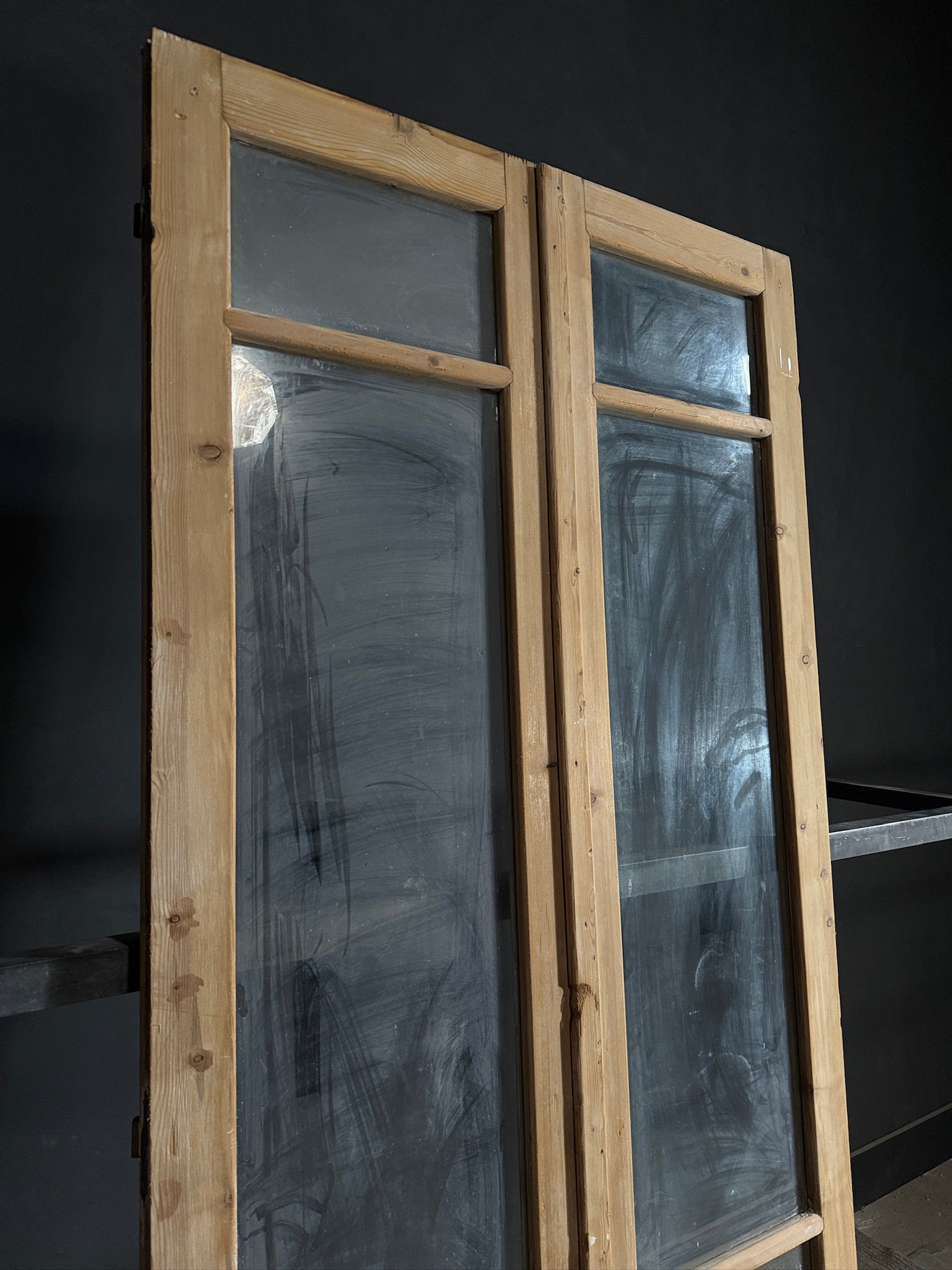 Antique Obscured Glass French Doors - 43.75x100.25 - N490