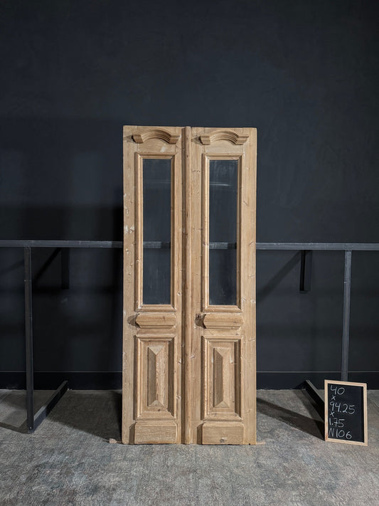 Antique Glass 1 Lite French Doors - 40x94.25 - N106